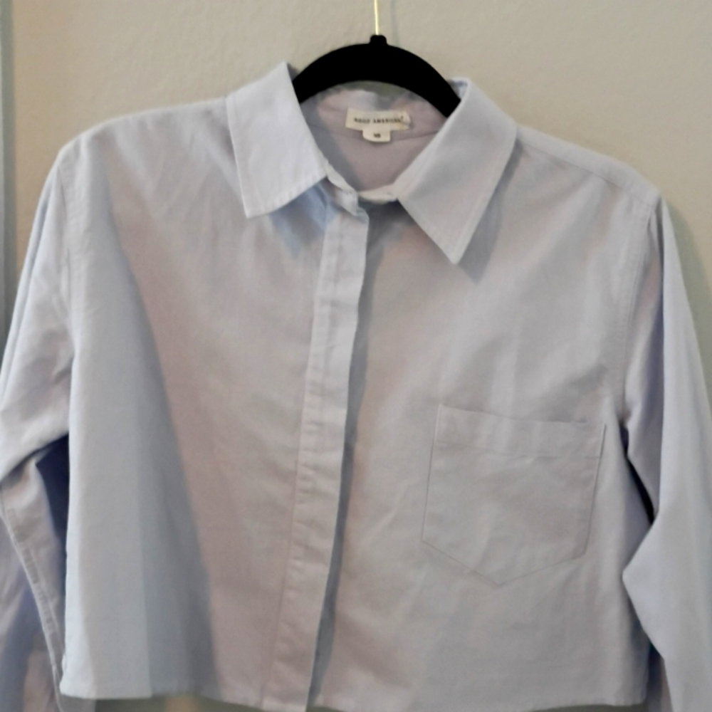 Cropped Light Blue Button Down - image 1